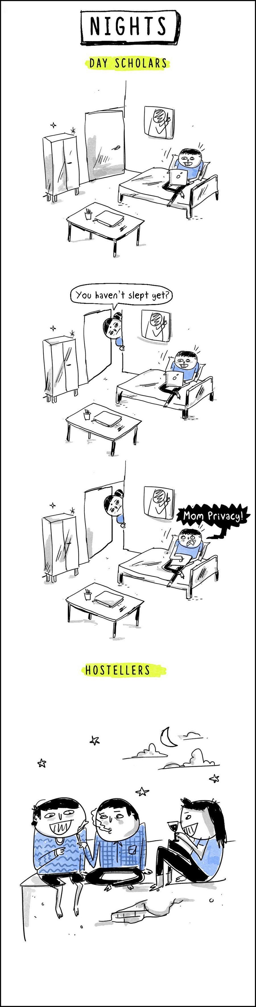 Hilarious Comics: Differences Between Life As A Hosteller & Life As A Day Scholar