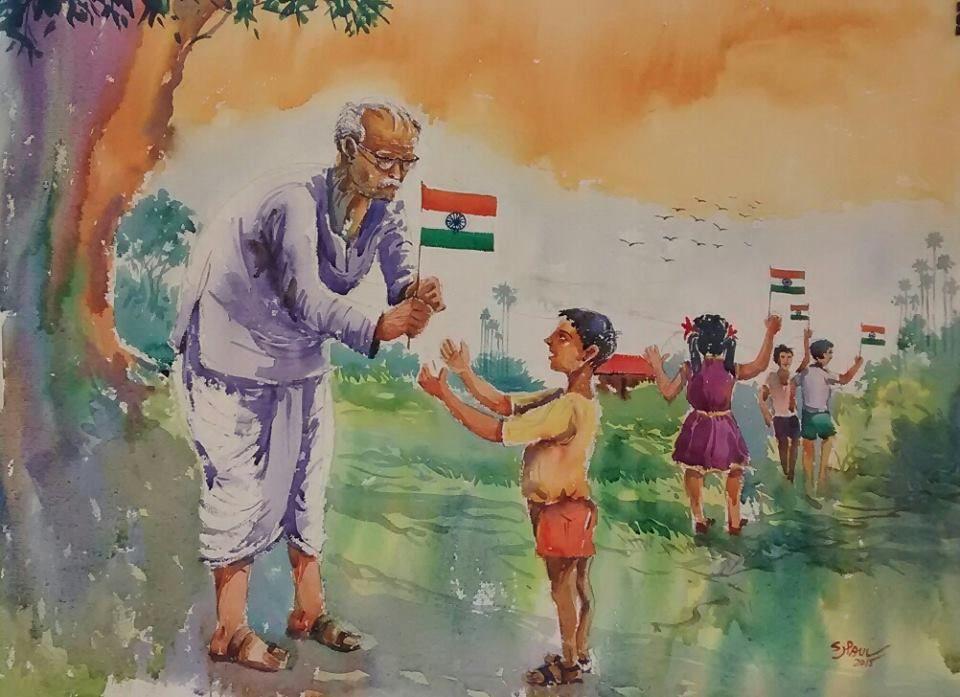 Independence Day Sand Sculpture & Drawing Painting