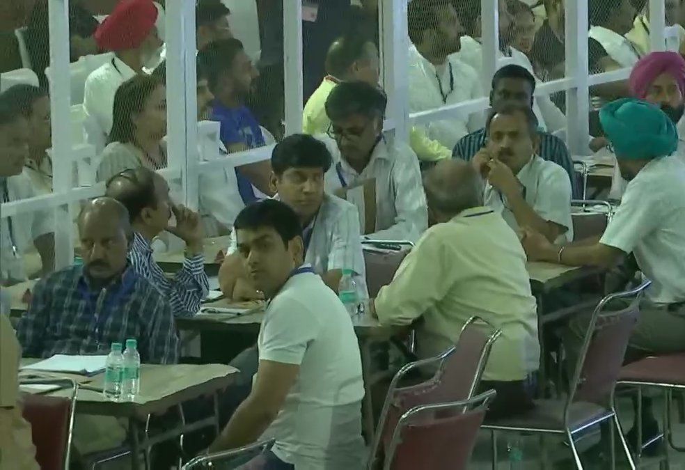 Inside a counting center at Chandigarh