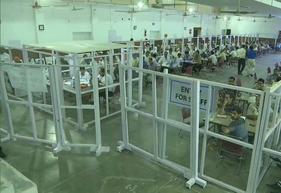 Inside a counting center at Chandigarh