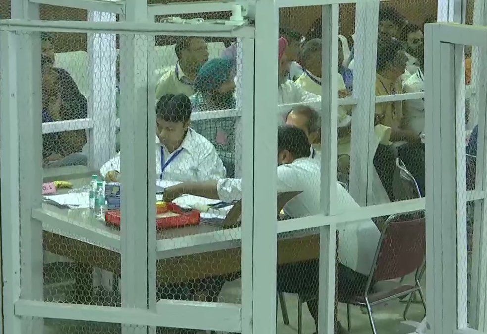 Inside a counting center at Chandigarh