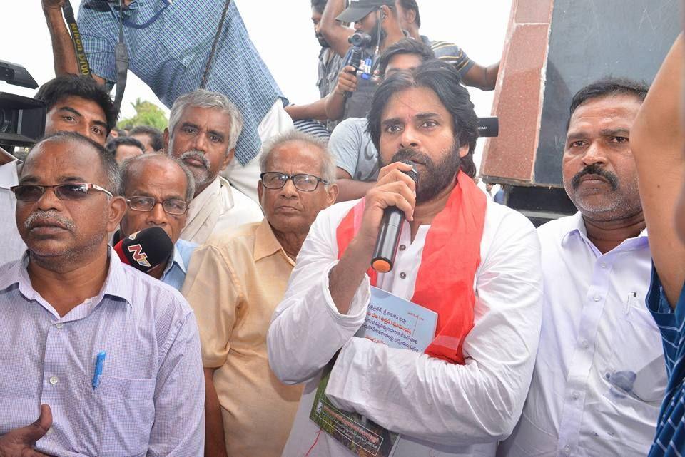 JanaSena Chief Pawan Kalyan With Sompeta Power Plant Victims