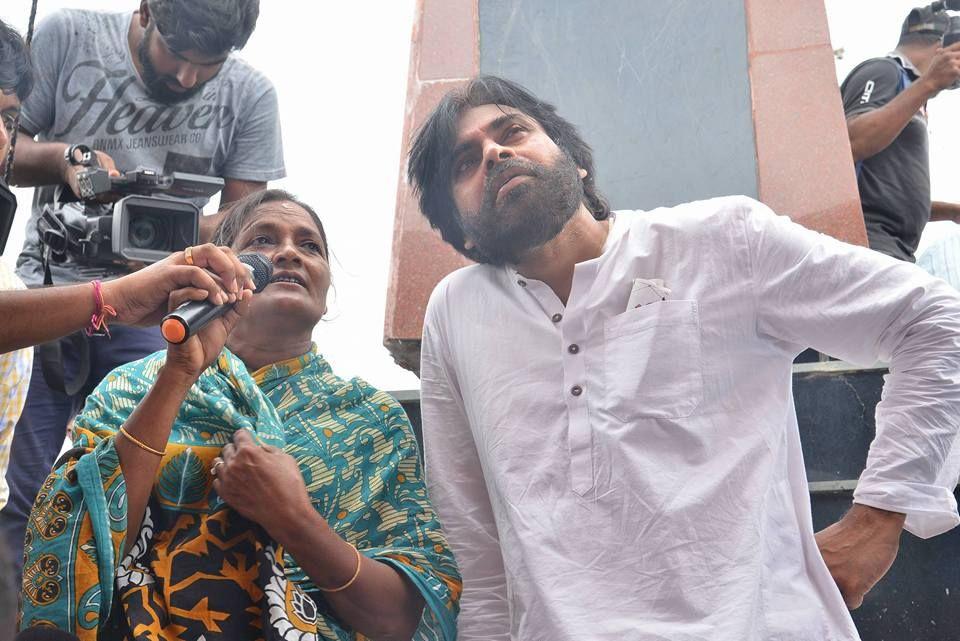 JanaSena Chief Pawan Kalyan With Sompeta Power Plant Victims