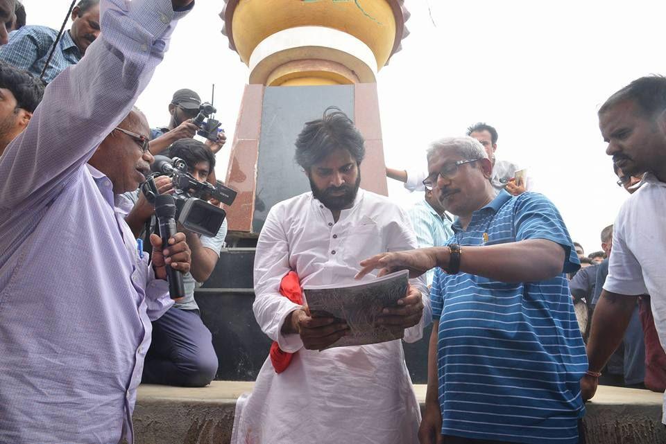 JanaSena Chief Pawan Kalyan With Sompeta Power Plant Victims