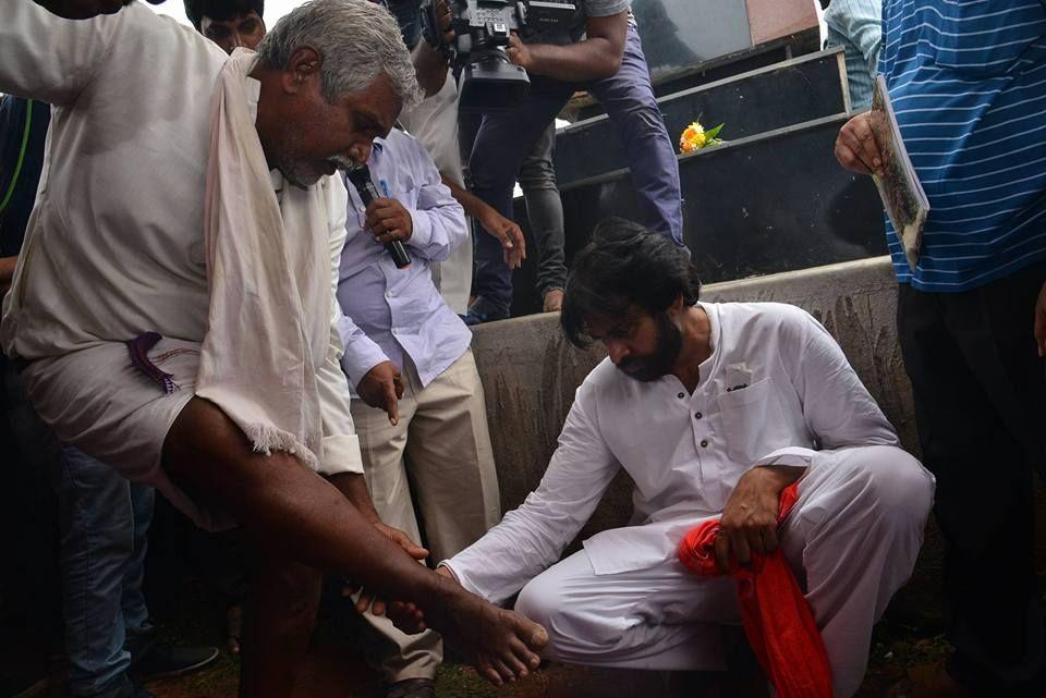 JanaSena Chief Pawan Kalyan With Sompeta Power Plant Victims