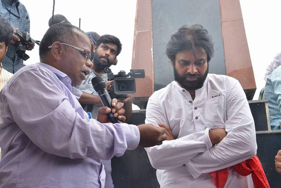 JanaSena Chief Pawan Kalyan With Sompeta Power Plant Victims