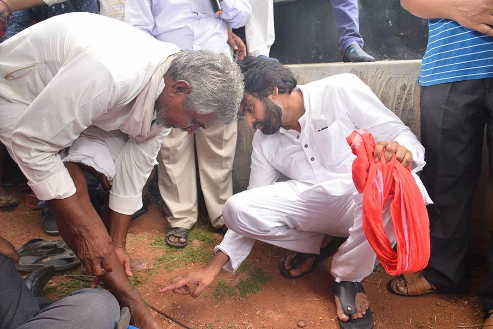 JanaSena Chief Pawan Kalyan With Sompeta Power Plant Victims