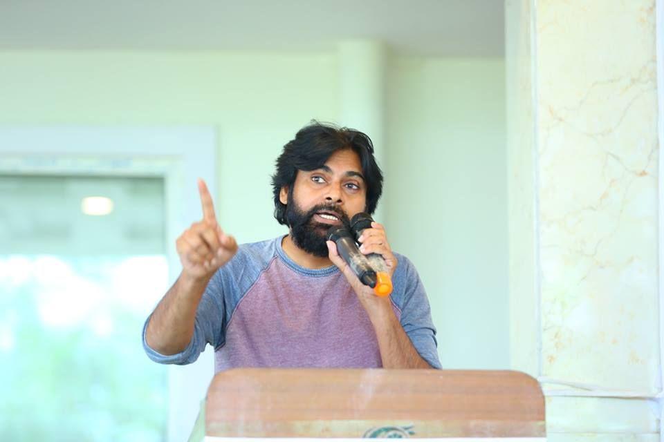 JanaSena Chief Pawan Kalyan at Andhra Pradesh Land Expatriates