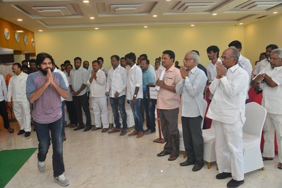 JanaSena Chief Pawan Kalyan at Andhra Pradesh Land Expatriates