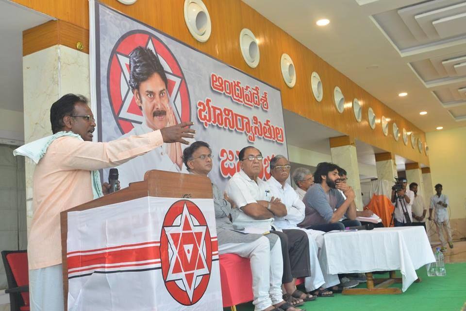 JanaSena Chief Pawan Kalyan at Andhra Pradesh Land Expatriates