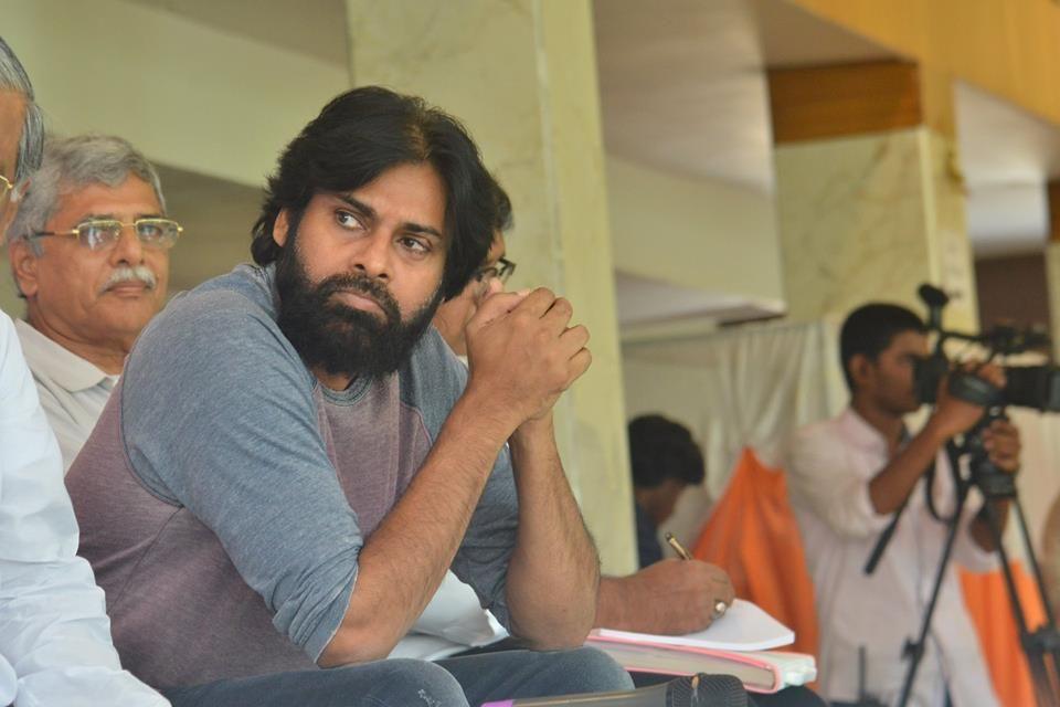 JanaSena Chief Pawan Kalyan at Andhra Pradesh Land Expatriates