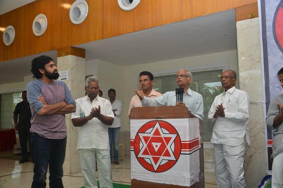 JanaSena Chief Pawan Kalyan at Andhra Pradesh Land Expatriates