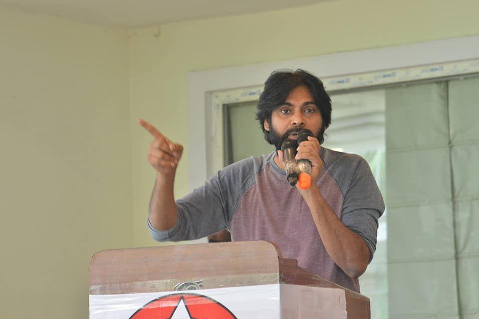 JanaSena Chief Pawan Kalyan at Andhra Pradesh Land Expatriates