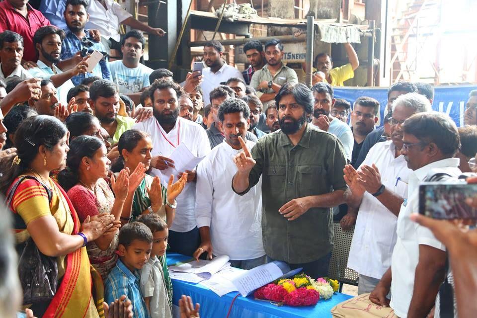 JanaSena Chief Pawan Kalyan at Thummapala Sugar Factory Photos