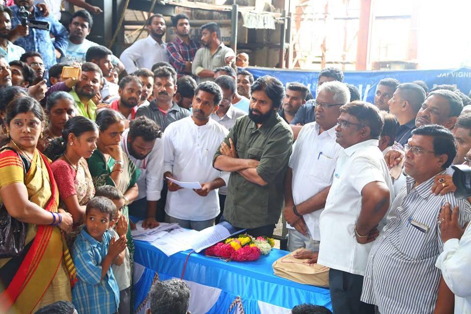 JanaSena Chief Pawan Kalyan at Thummapala Sugar Factory Photos