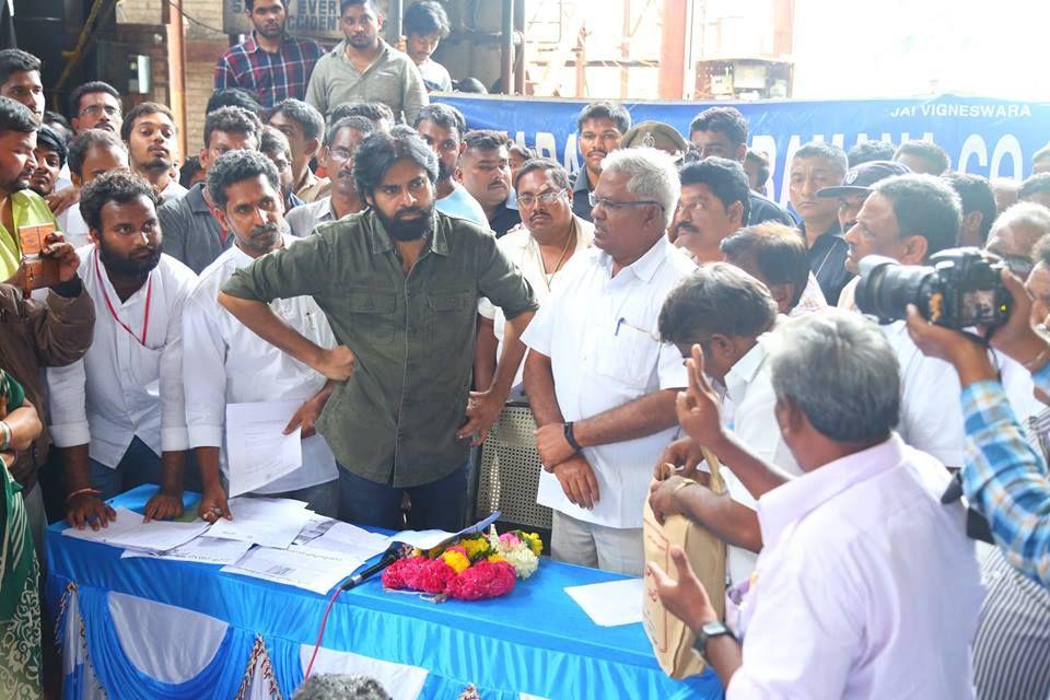 JanaSena Chief Pawan Kalyan at Thummapala Sugar Factory Photos