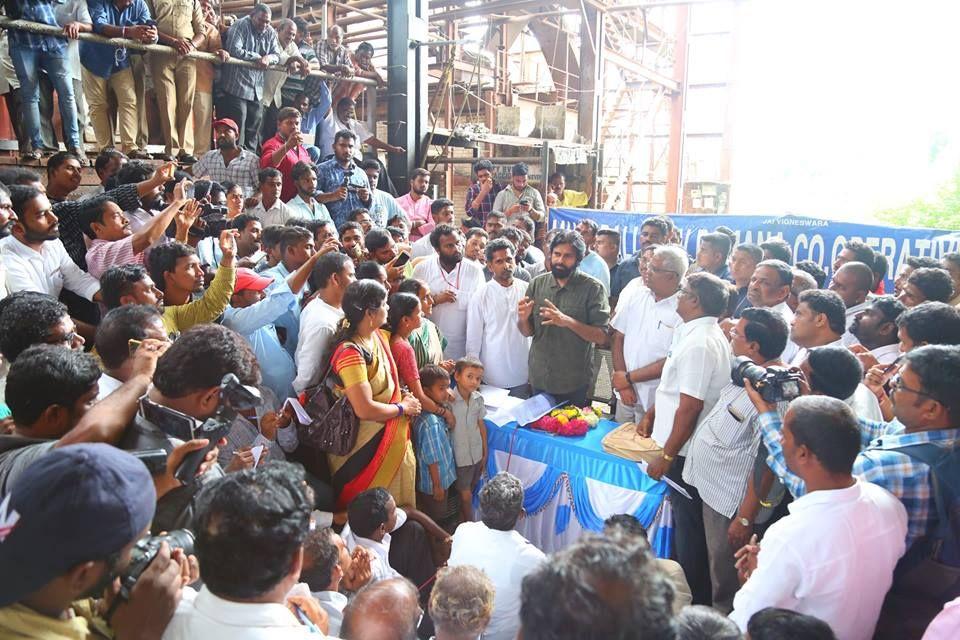 JanaSena Chief Pawan Kalyan at Thummapala Sugar Factory Photos