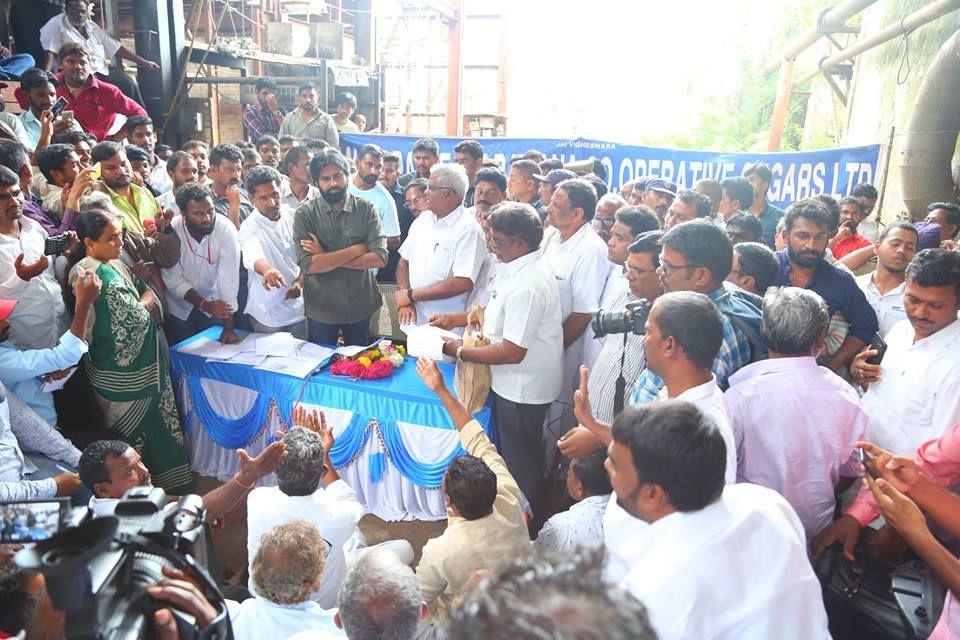 JanaSena Chief Pawan Kalyan at Thummapala Sugar Factory Photos