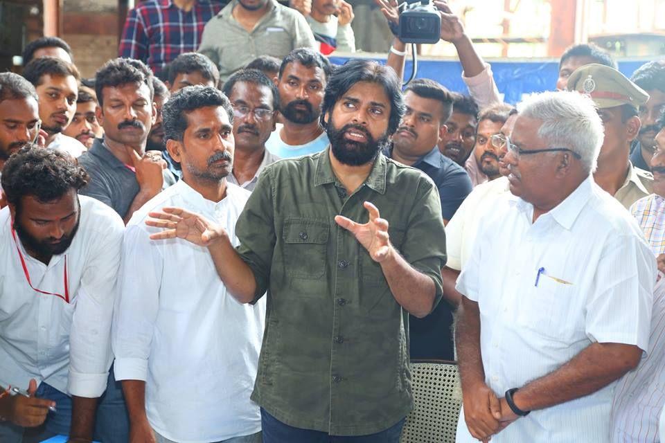 JanaSena Chief Pawan Kalyan at Thummapala Sugar Factory Photos