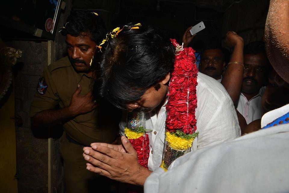 JanaSena Party Chief Pawan Kalyan at Lakshmi Narasimha Swamy Temple