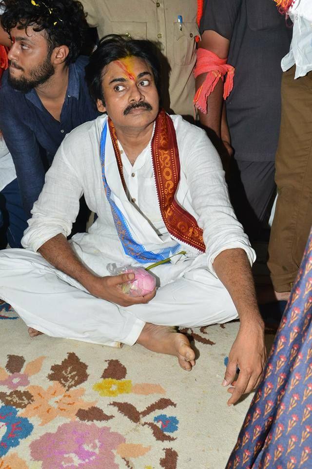 JanaSena Party Chief Pawan Kalyan at Lakshmi Narasimha Swamy Temple