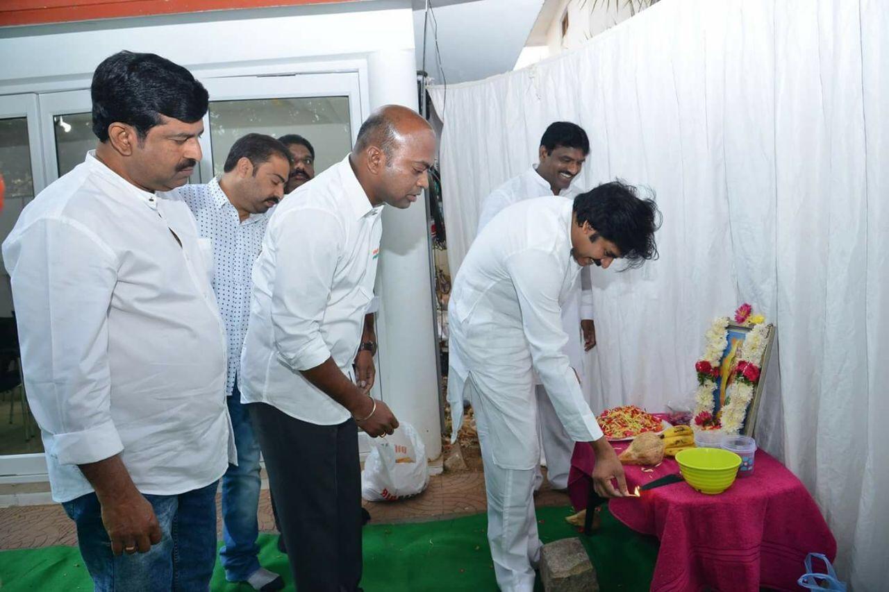 JanaSena Party Chief Pawan Kalyan flag Hoisting at Party Office Photos