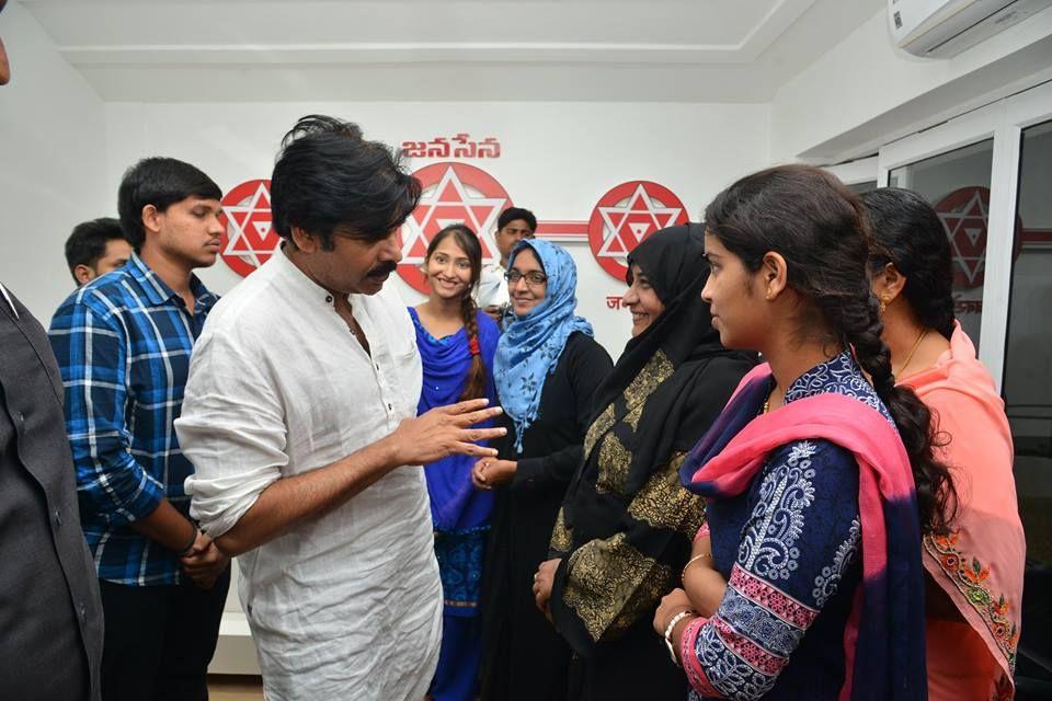 JanaSenaParty Chief Pawan Kalyan met Fathima Medical College Students