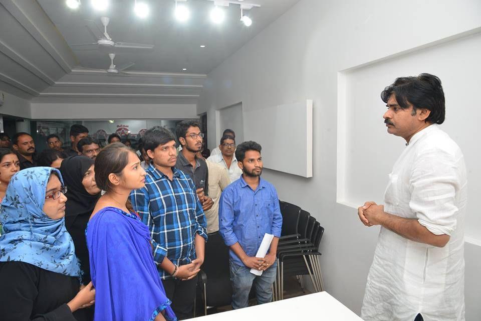 JanaSenaParty Chief Pawan Kalyan met Fathima Medical College Students