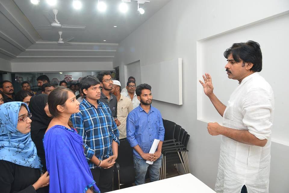 JanaSenaParty Chief Pawan Kalyan met Fathima Medical College Students