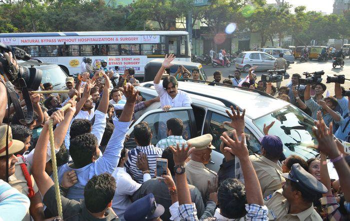 Janasena Chief Pawan Kalyan at Ambedkar Statue Photos