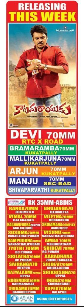 Katamarayudu Movie Theatres List