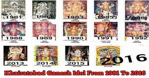 Khairatabad Ganesh Idol from 1981 to 2016