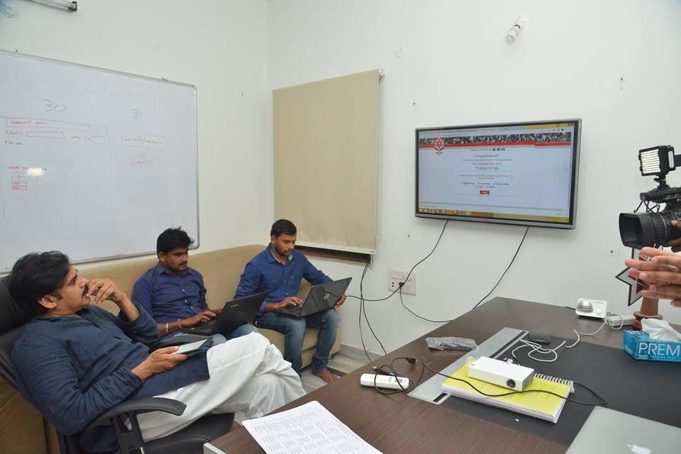 Latest Photos Pawan Kalyan snapped at his Jana Sena Party office