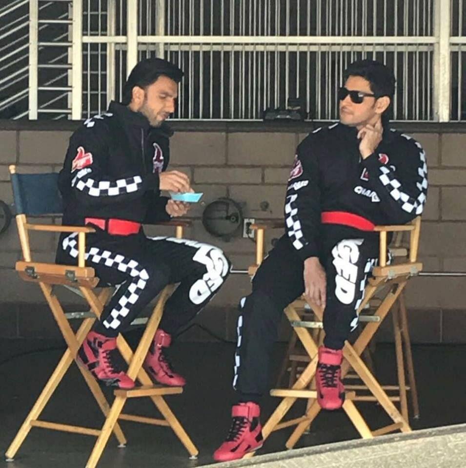 Mahesh Babu & Ranveer Singh on the sets of ad shoot for Thums UP
