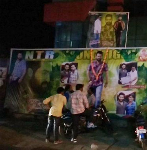 NTR Fans hungama at Janatha Garage theaters Photos