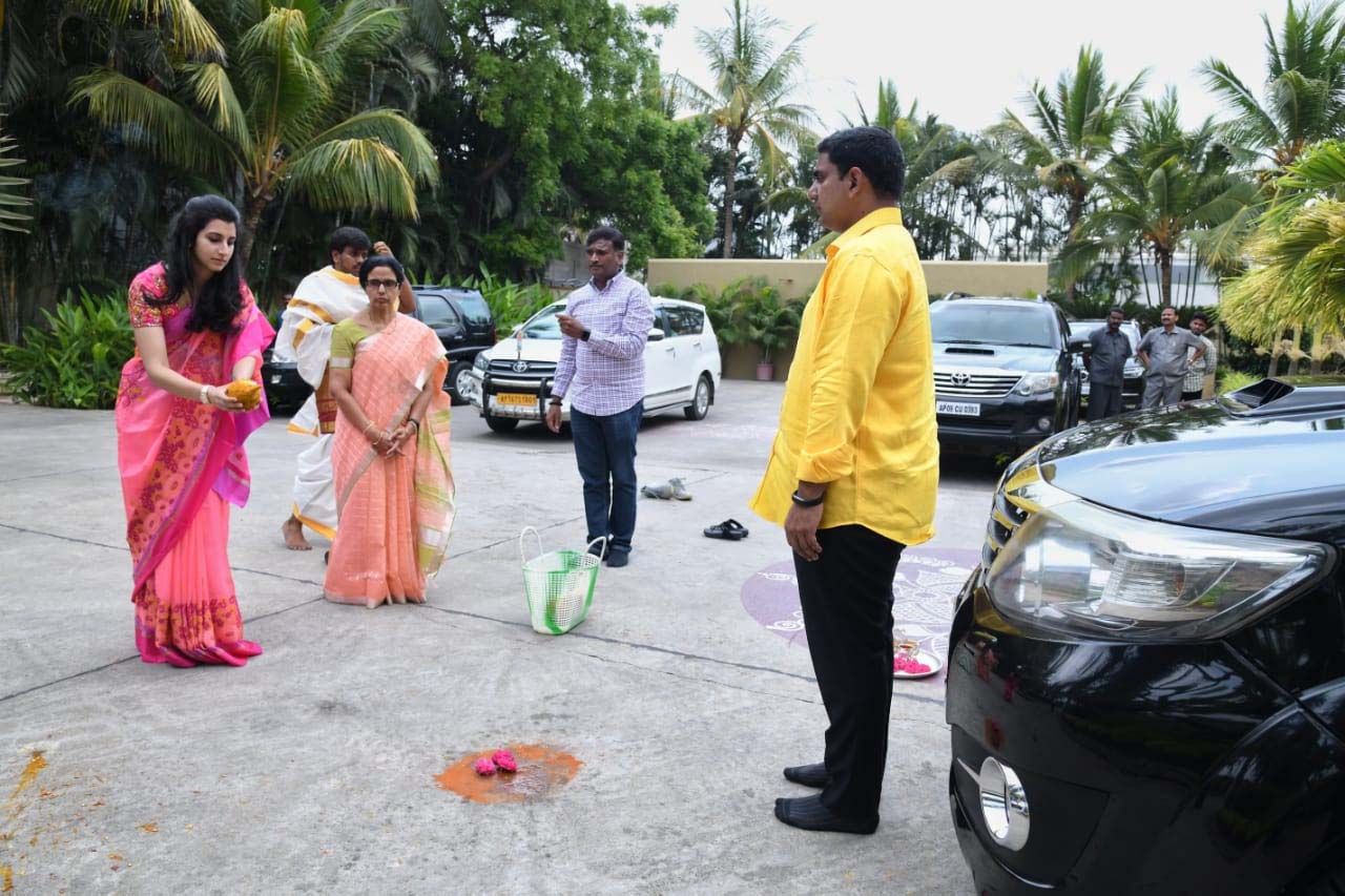 Nara Lokesh Blessed by Parents before Filing Nomination Photos