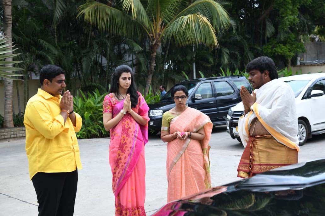 Nara Lokesh Blessed by Parents before Filing Nomination Photos