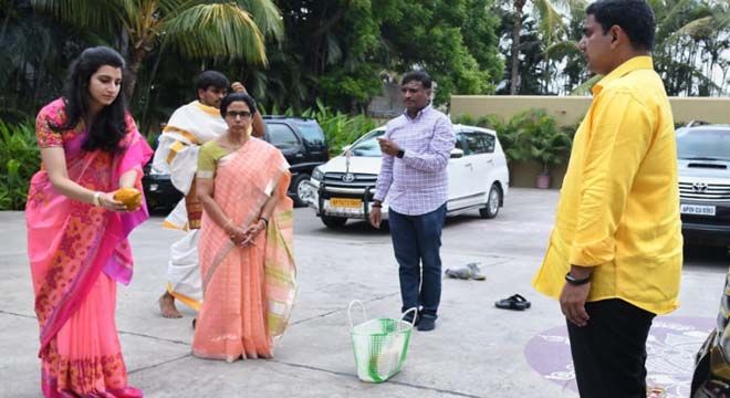 Nara Lokesh Blessed by Parents before Filing Nomination Photos