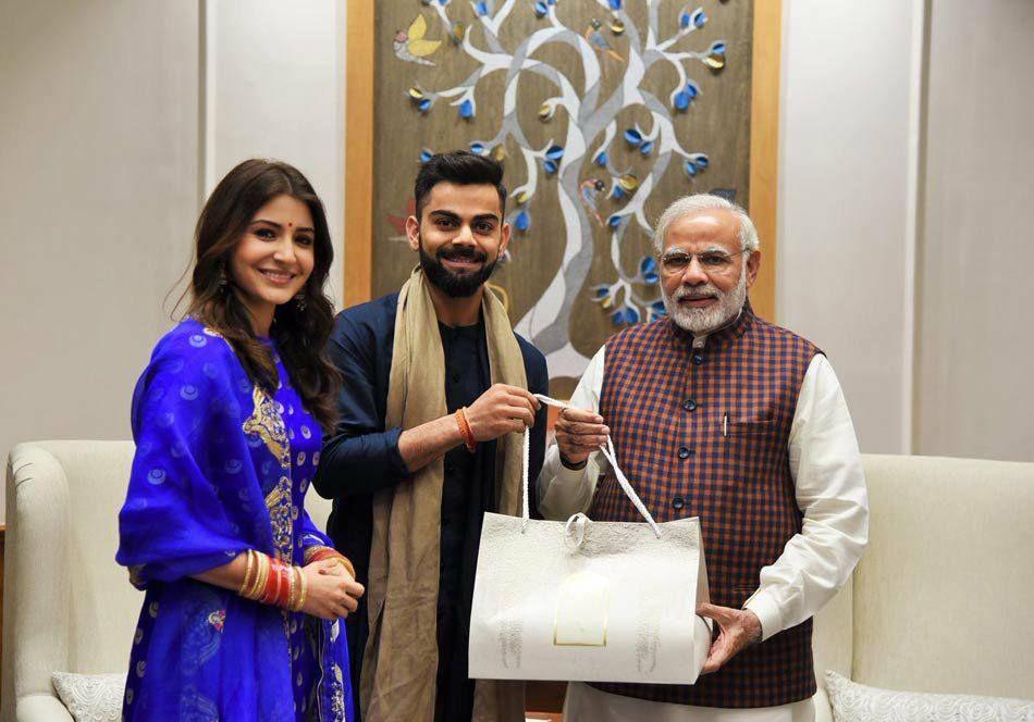 Newly wed Couple Virat Kohli & Anushka Sharma met Modi Photos