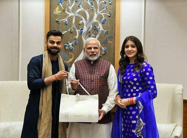 Newly wed Couple Virat Kohli & Anushka Sharma met Modi Photos