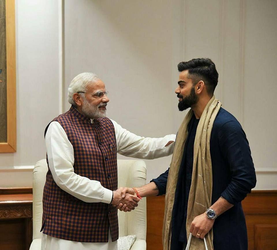 Newly wed Couple Virat Kohli & Anushka Sharma met Modi Photos