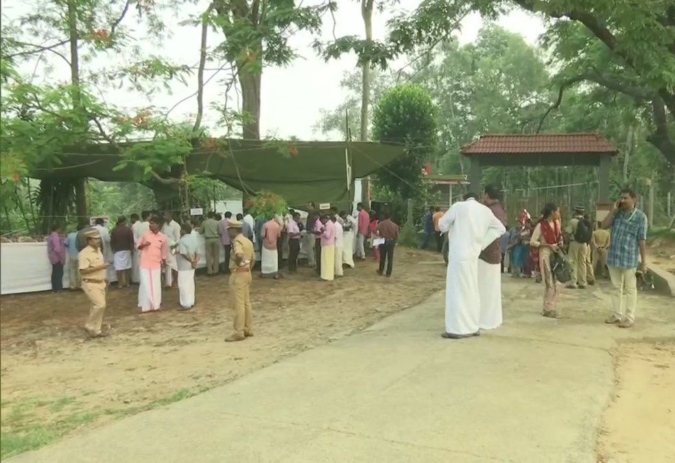 Outside a counting center in Wayanad and Kerala