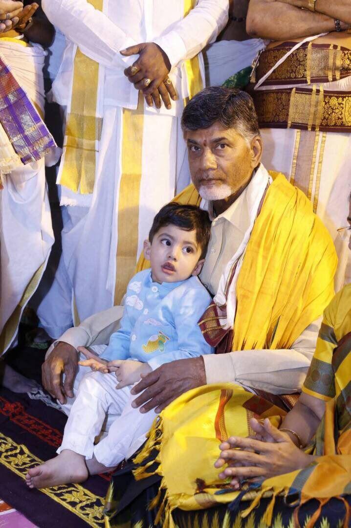 PHOTOS: Chandrababu Naidu's Grandson Nara devansh Aksharabhyasam