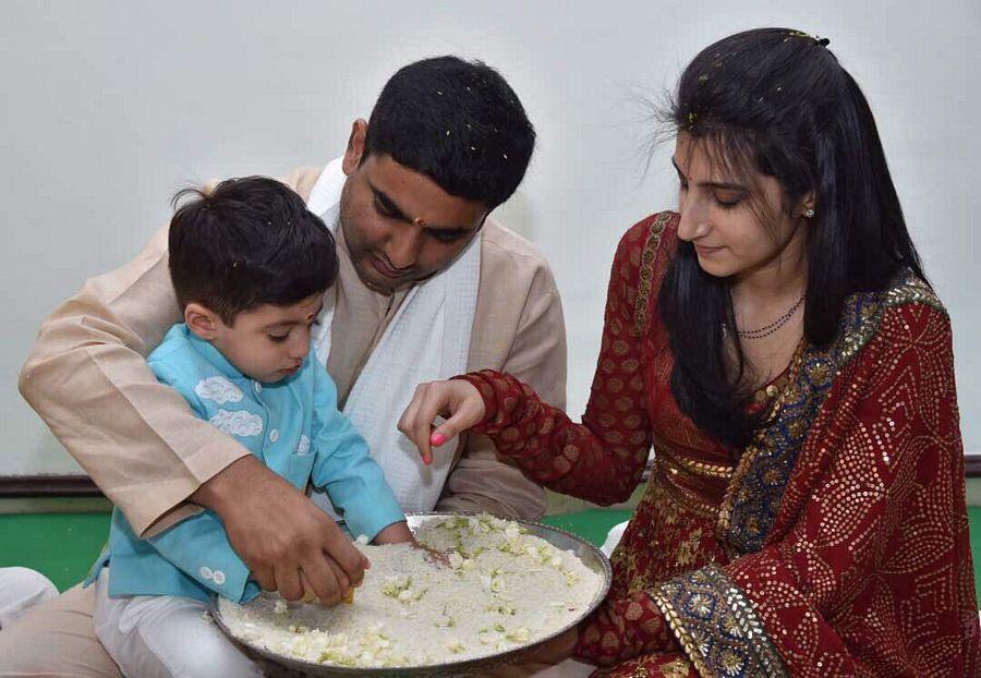 PHOTOS: Chandrababu Naidu's Grandson Nara devansh Aksharabhyasam
