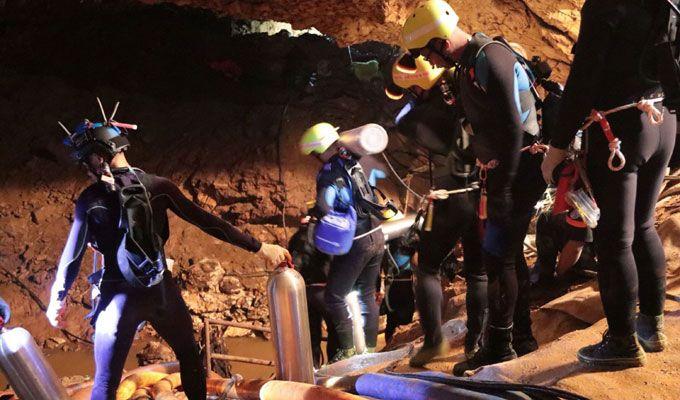 PHOTOS: Rescuers race to save soccer team trapped in Thai cave