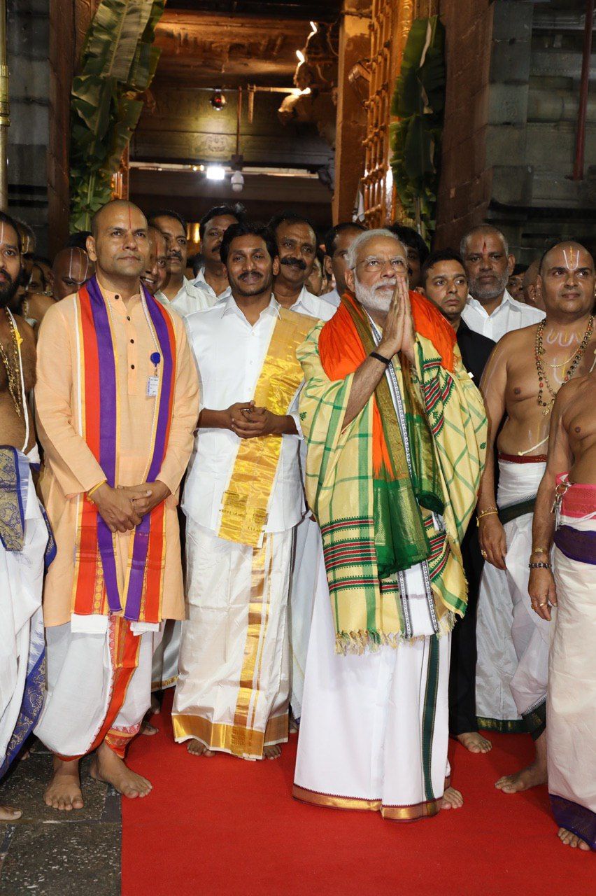 PM Narendramodi And CM Jagan Photos In Tirumala Tirupati