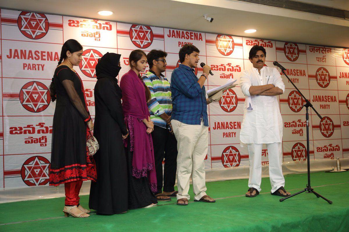 PawanKalyan Discussing Issues in Vijayawada meeting Photos