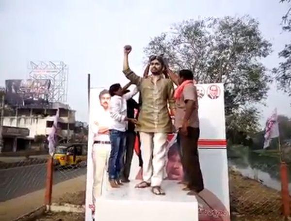 Photos: Seven Feet Statue Of Pawan Kalyan At Bheemavaram