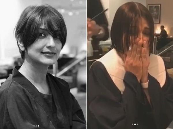 Photos: Sonali Bendre getting emotional on her haircut for cancer treatment