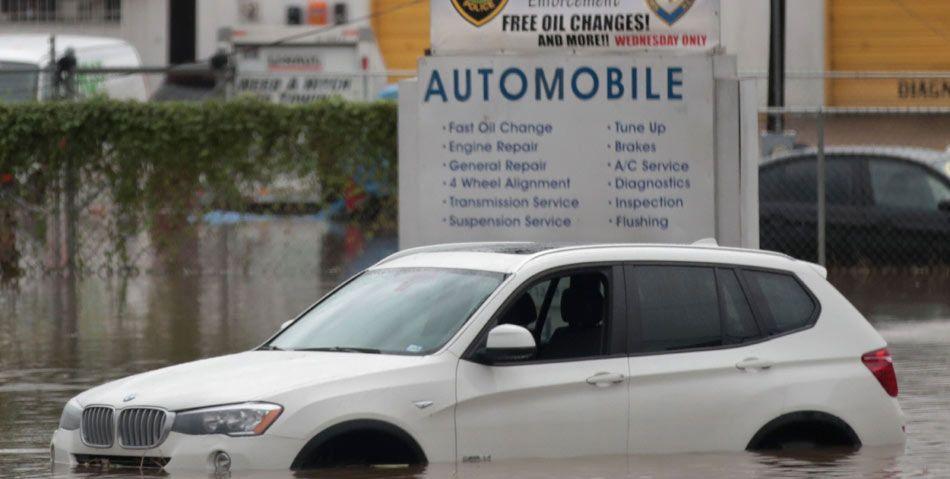 Planes floating on flooded tarmac at Houston airport